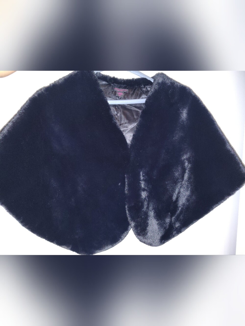 Christian Siriano Black Faux Fur Cape Wrap Excellent Condition